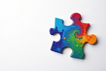 Obraz premium A single jigsaw puzzle piece isolated on white background Perfect for concepts of connection, completion, and problem solving , jigsaw, teamwork