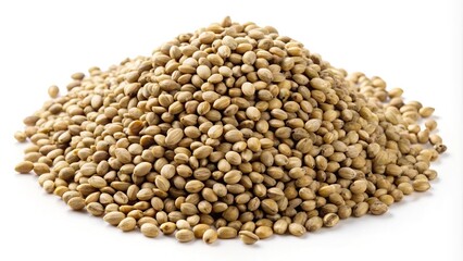 Fototapeta premium A Large Pile of Hemp Seeds on White Background Perfect for Consumption