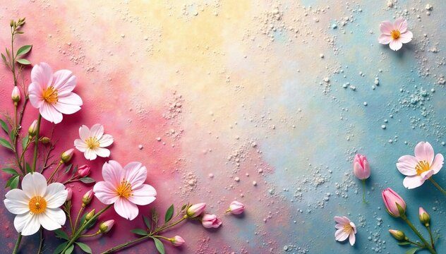 Abstract painted eggshell texture with spring motifs, soft focus , digital, illustration, motif