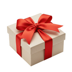 Fototapeta premium Gift box with red ribbon isolated on transparent background