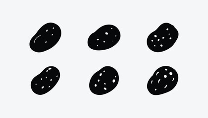 Vector Stylized Potato Silhouettes Vector Set on Clean Background