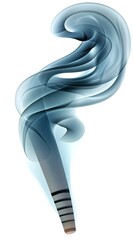 Abstract Blue Smoke Swirls Rising From Incense Stick