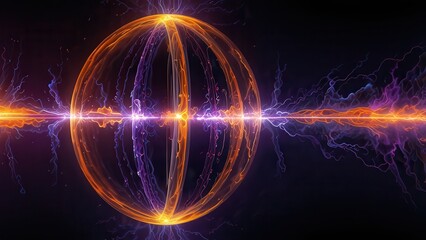 Orbital Plasma Formation in Purple and Orange, High-Energy Abstract Science