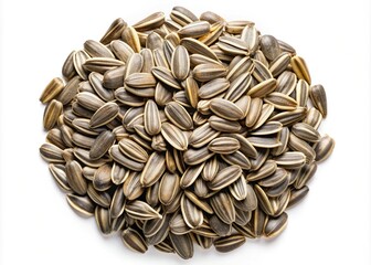 Pile of Sunflower Seeds on a White Background Ready for Consumption