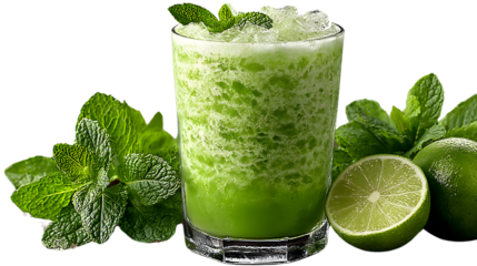 Refreshing Green Smoothie with Mint and Lime Garnish