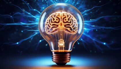 this image creatively combines a lightbulb and a fascinating visual representation of a brain symbolizing innovation and intelligence in a visually striking way