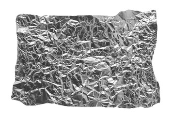 Aluminum crumpled foil scrap isolated on white background, clipping path	