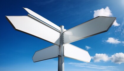 blank directional signs against a clear sky offering endless possibilities