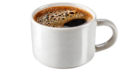 A steaming cup of coffee with rich foam perfect for morning routines and cozy moments