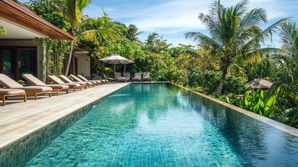 Obraz premium Luxury Villa with Infinity Pool and Tropical Garden