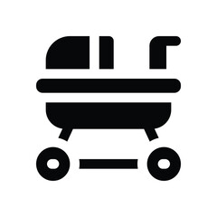 baby stroller glyph icon. Strong and solid vector icon for websites, mobile interfaces, presentations, and visual branding. High quality and easy to edit.