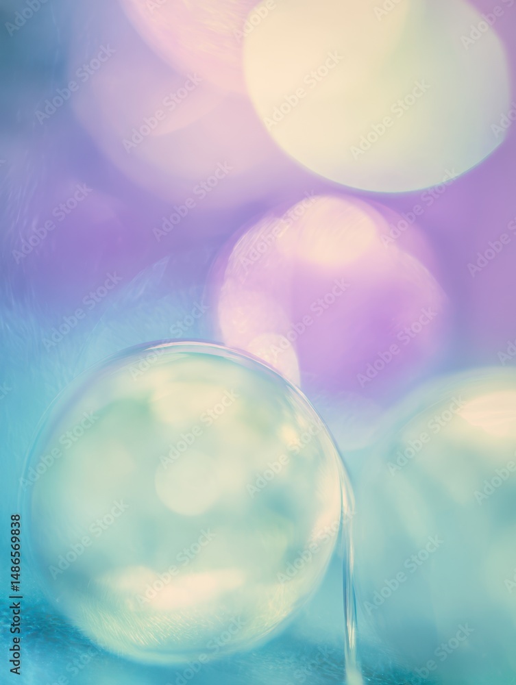 Poster ethereal colorful soft focus abstract background with bubbles and bokeh lights in pastel shades for 