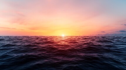 Sunlit Clouds Over Ocean With Ultra Smooth Horizon