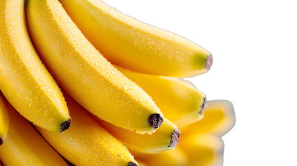 Fresh Yellow Bananas with Water Drops Close Up Studio Shot