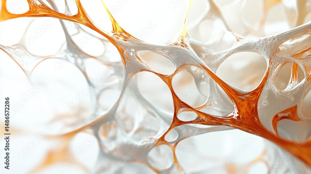 Poster abstract network of interconnected organic forms in light tones.