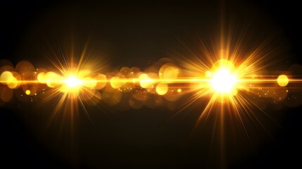 Golden Light Burst Bokeh Background Abstract Sparkle Glowing Rays
