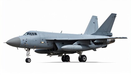 Fototapeta premium Side View Mockup of a Heavy Military Bomber Jet on White Background