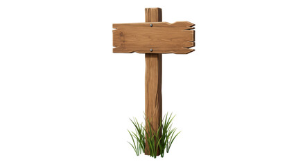 Isolated Wooden Signpost with Grass Rustic