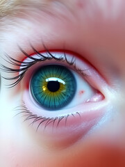 Fototapeta premium Close-Up View Of A Person'S Eye With Visible Symptoms Of Cancer, Including Dilated Pupils, Swollen Eyelids, And Redness