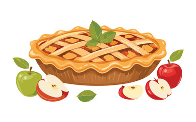 Whole of Apple Pie - Vector Illustration