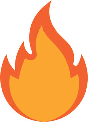 Vibrant Orange and Yellow Flame Illustration on transparent background, fire icon.