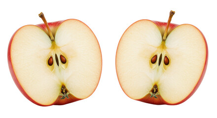 Isolated Two Halved Red Apples with Seeds Visible