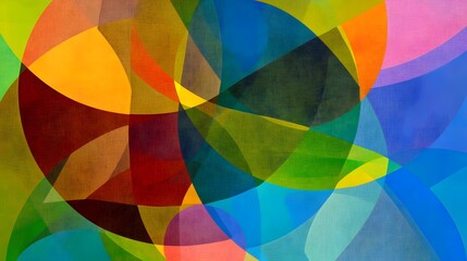 Obraz premium Abstract Colorful Overlapping Circles Canvas Texture Art
