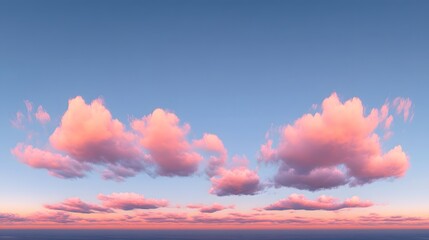 Obraz premium Pink Sunset Cloudscape Panorama, Soft Pastel Sky