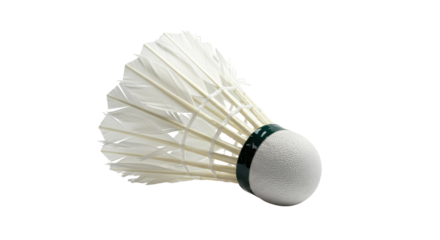 Isolated White Badminton Shuttlecock with Green Accents