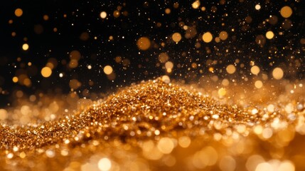 Golden Glitter Texture with Bokeh Lights