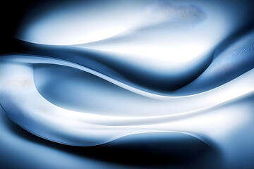 Obraz premium Abstract blue and white design with smooth curves and subtle lighting. Interior scene, suggesting a futuristic or elegant space