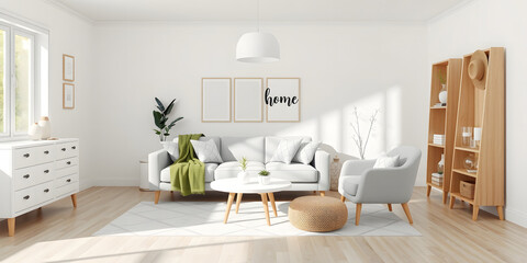 Modern Minimalist Living Room Interior Scan.Generated with AI