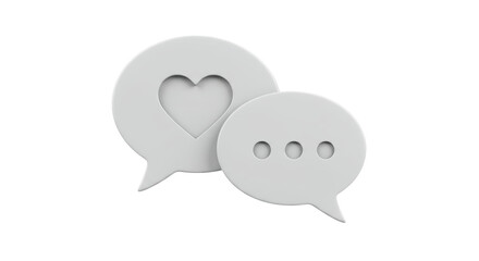 Isolated Speech Bubbles with Heart Symbol