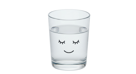 Isolated Smiling Glass of Water with Eyelashes
