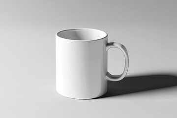 Blank white mug on plain background