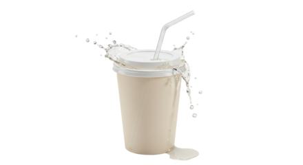Isolated Milkshake in Disposable Cup Splashing Outwards