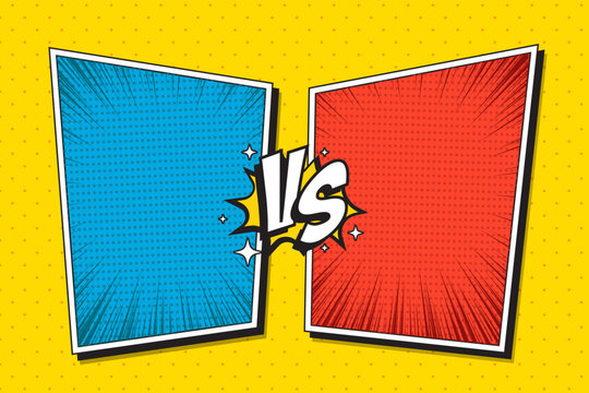 Comic cartoon versus battle blank box template background