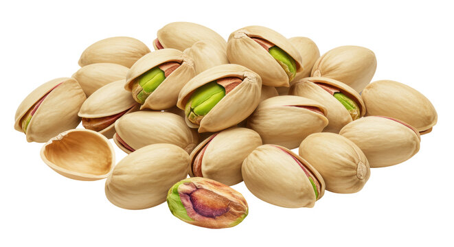 Isolated Pile of Open and Closed Pistachios - Powered by Adobe