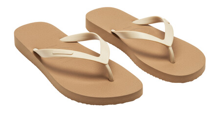 Isolated Pair of Neutral Beige Flip-Flops