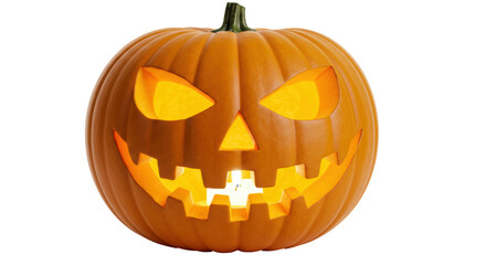 Isolated Glowing Jack-o'-Lantern with Spooky Smile