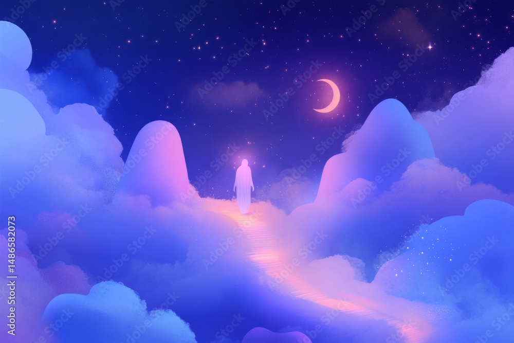 Canvas Prints mystical journey under crescent moon in surreal dreamscape for inspirational design