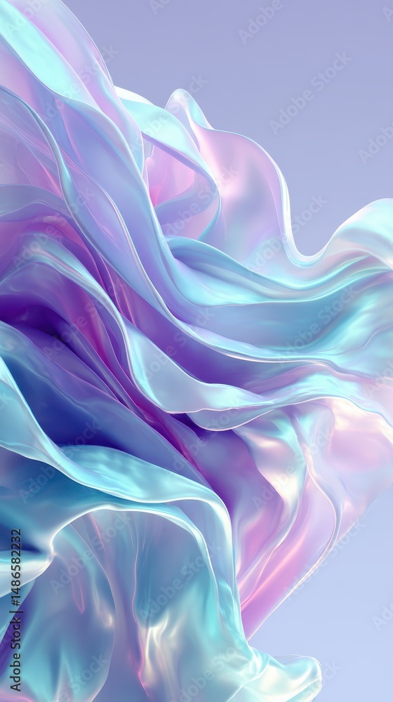 Poster abstract flowing fabric in soft pastel colors with ethereal quality and a delicate design for modern