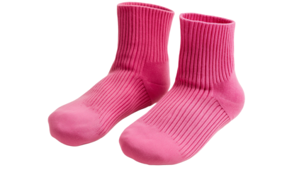pair of pink  socks isolated on white background , transparent , png