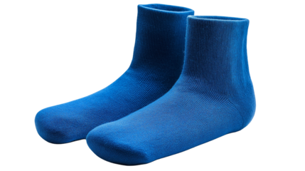 pair of blue  socks isolated on white background , transparent , png
