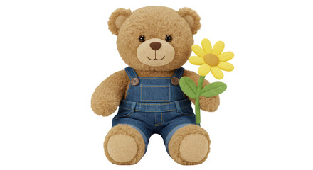 Isolated Teddy Bear with Sunflower Toy