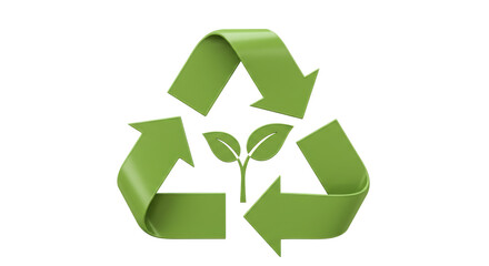 Isolated Recycle Symbol with Green Leaves