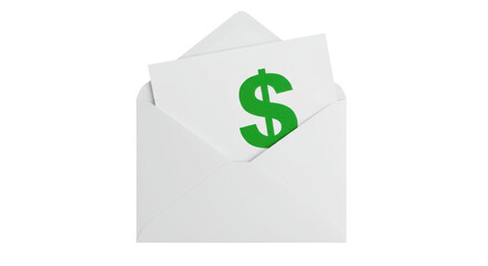 Isolated Envelope with Green Dollar Sign Card