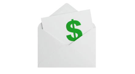 Isolated Envelope with Green Dollar Sign Card