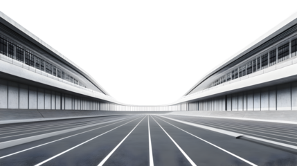 Running track in the stadium, isolated on white or transparent background