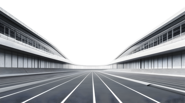 Running track in the stadium, isolated on white or transparent background